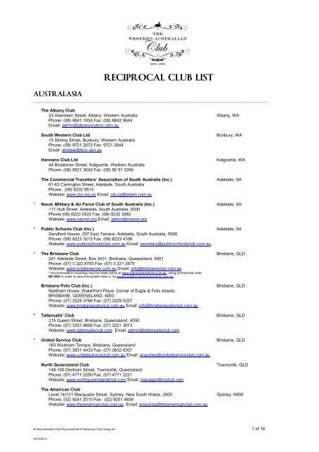 rctc reciprocal clubs|RECIPROCAL CLUBS .